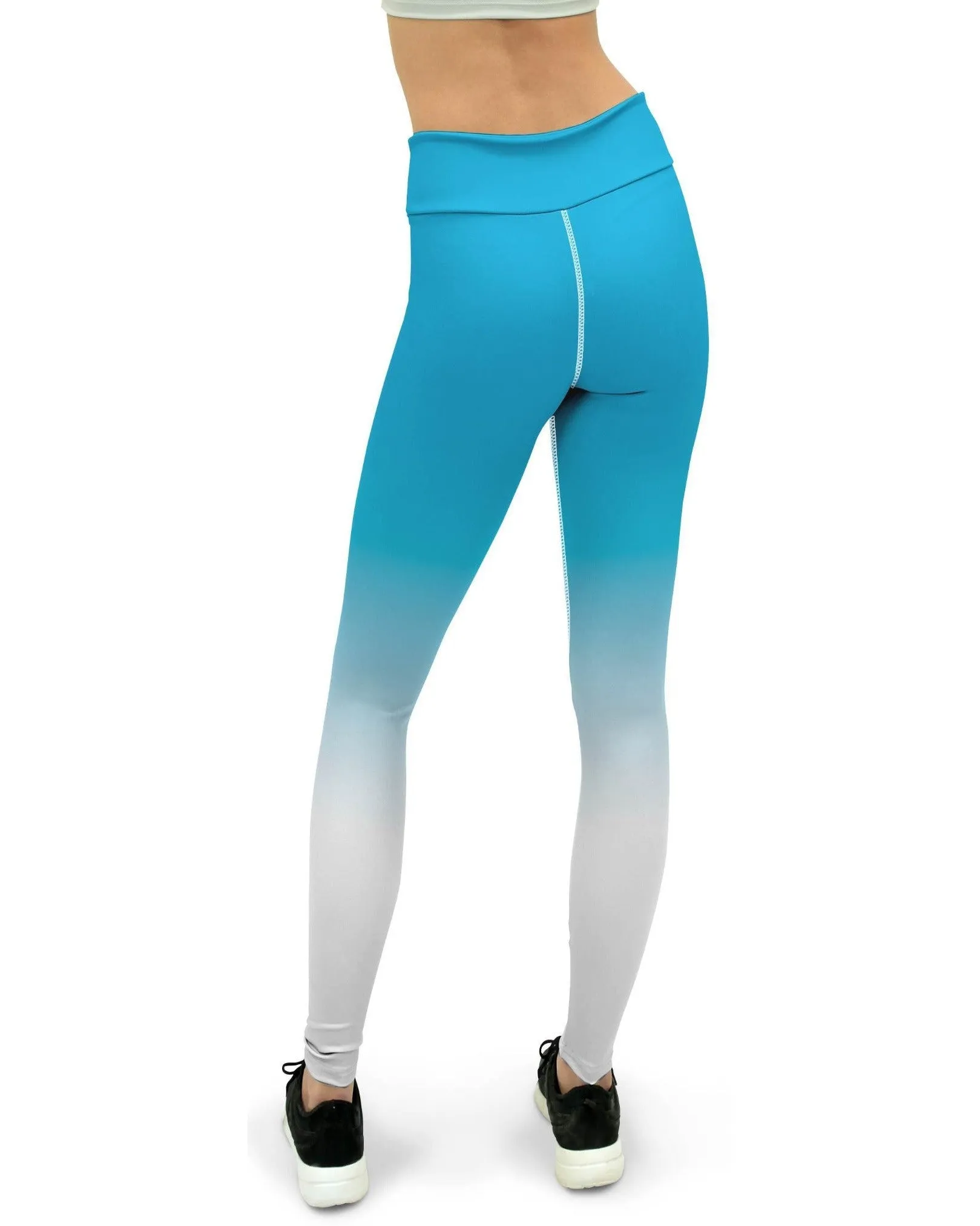 Ombre Sky Blue to White Yoga Pants