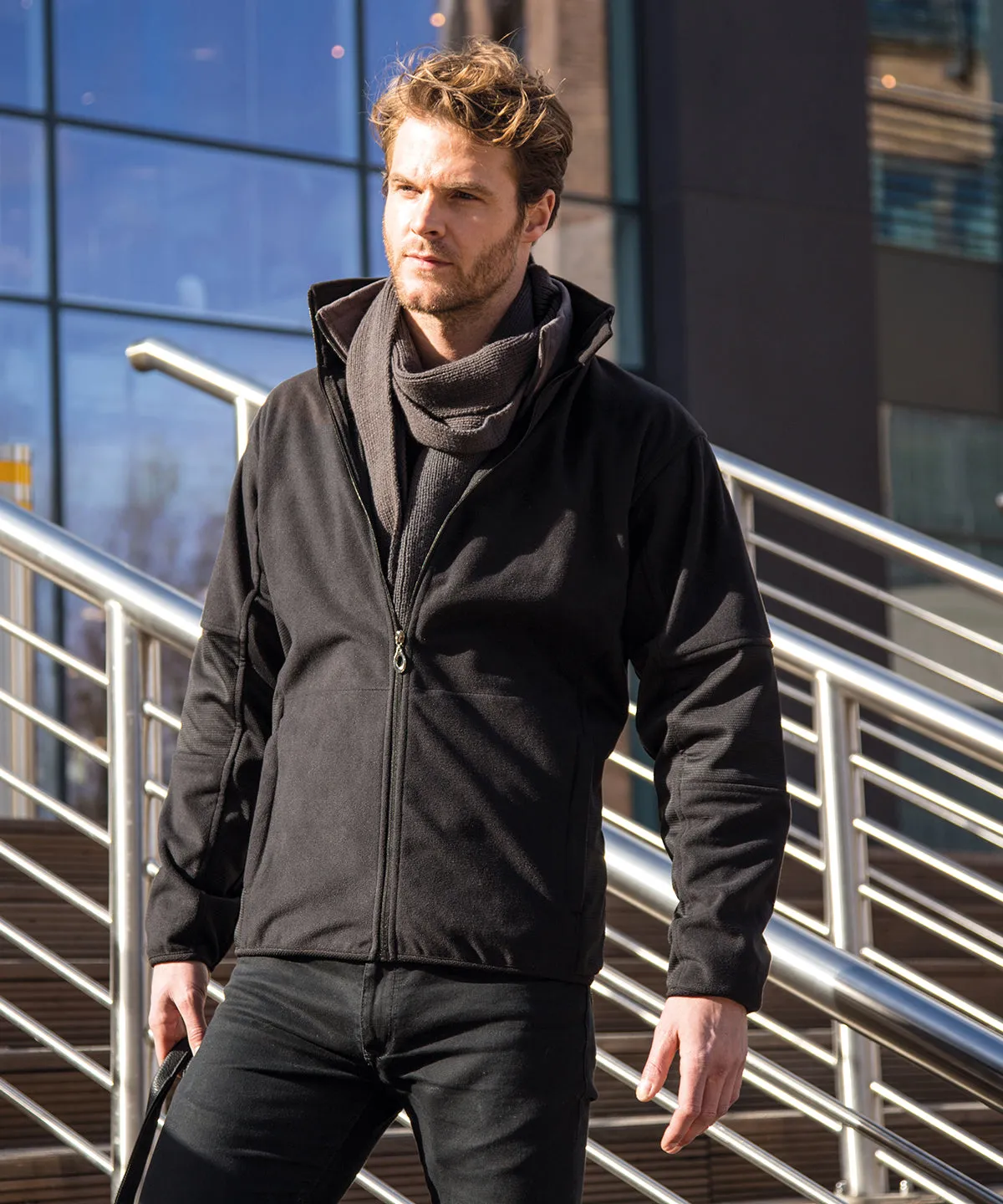 Osaka combed pile softshell jacket | Black