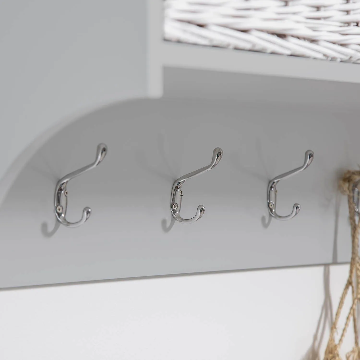 Outlet - Fyfield Coat Hooks with Shelf & Storage Baskets - Grey