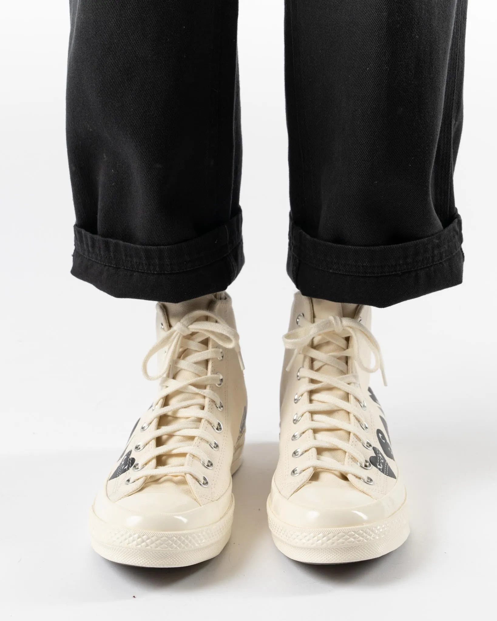 PLAY Converse x COMME des GARÇONS Multi Heart High Top in Beige