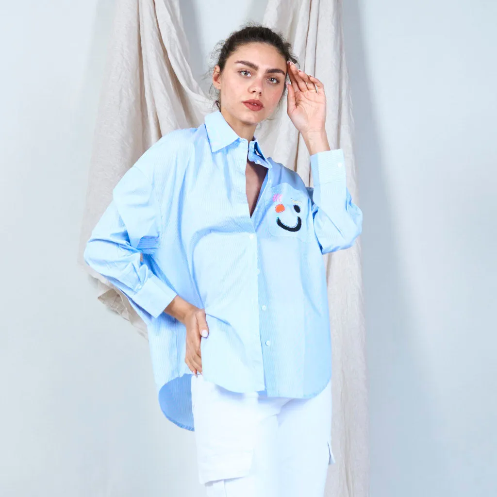 Playful striped button-up shirt wholesale