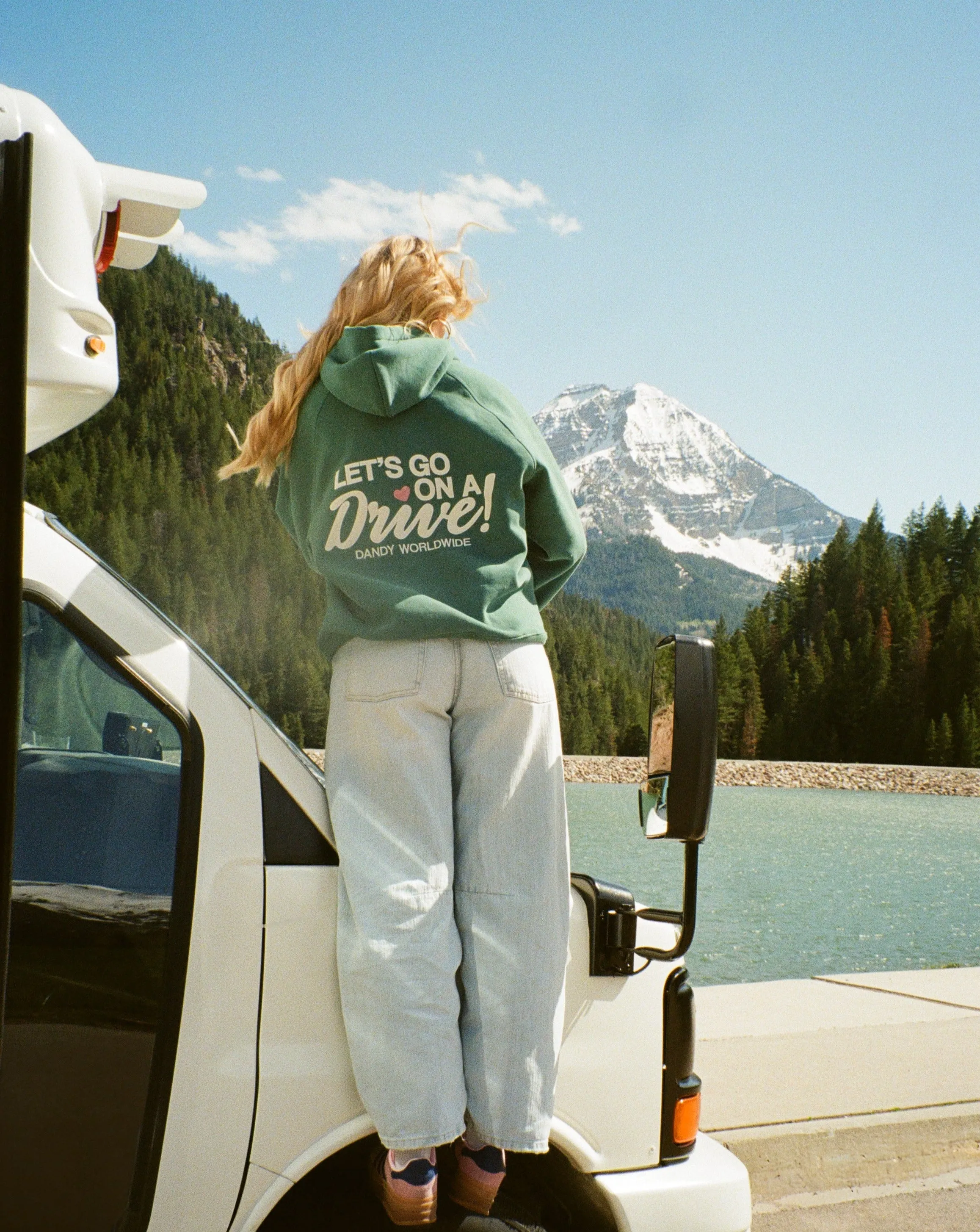 "Let's Go on a Drive" Oversized Lux Hoodie in Green