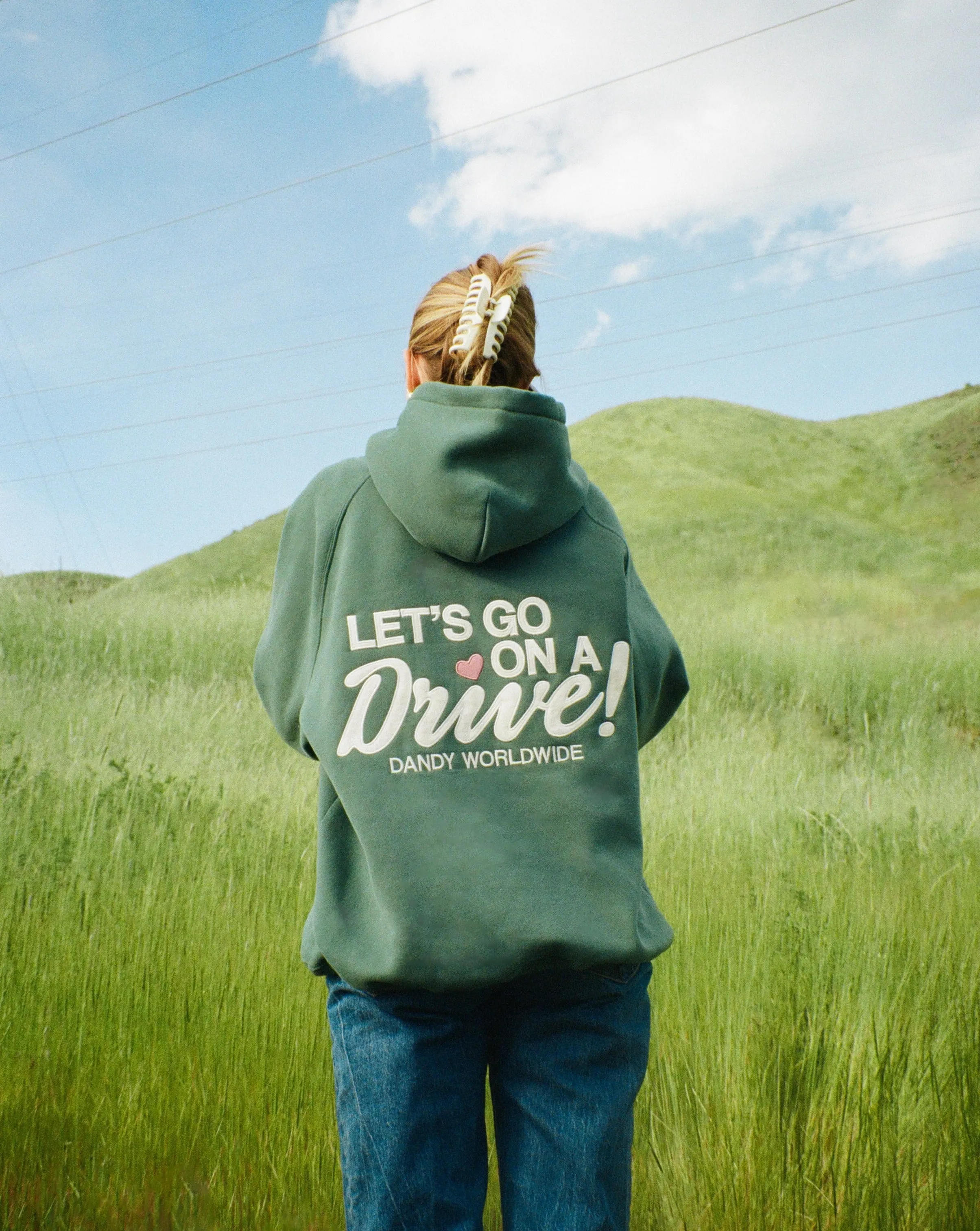 "Let's Go on a Drive" Oversized Lux Hoodie in Green