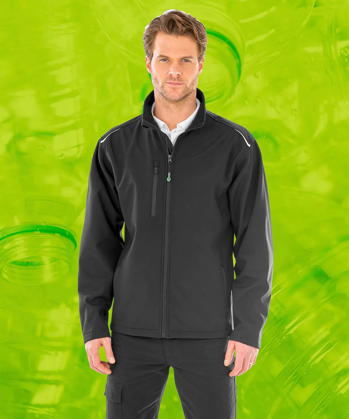 Recycled 3-layer printable softshell jacket | Black