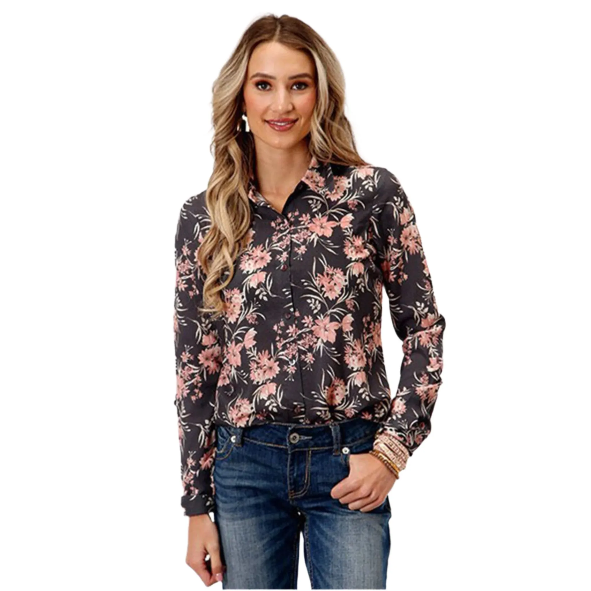 Roper Women's Pink Floral Long Sleeve Shirt