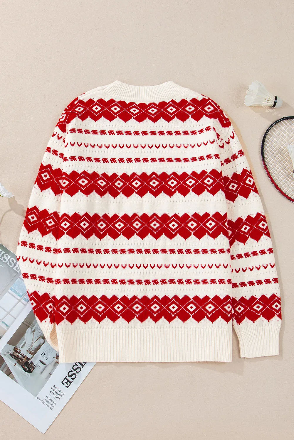 Rosalie Patterned Crew Neck Loose Sweater