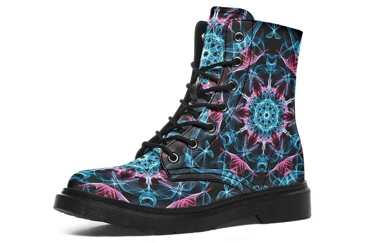 Smokey Blue Mandala Combat Boots