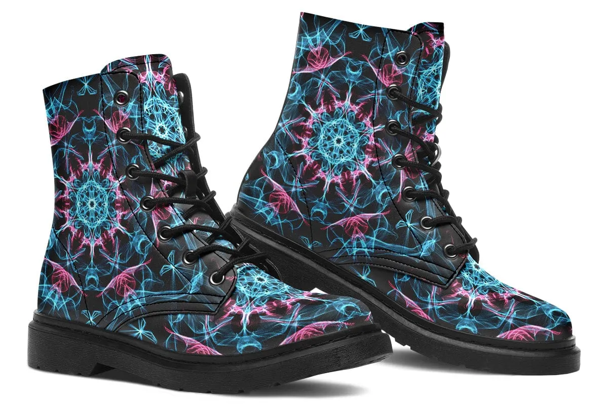 Smokey Blue Mandala Combat Boots