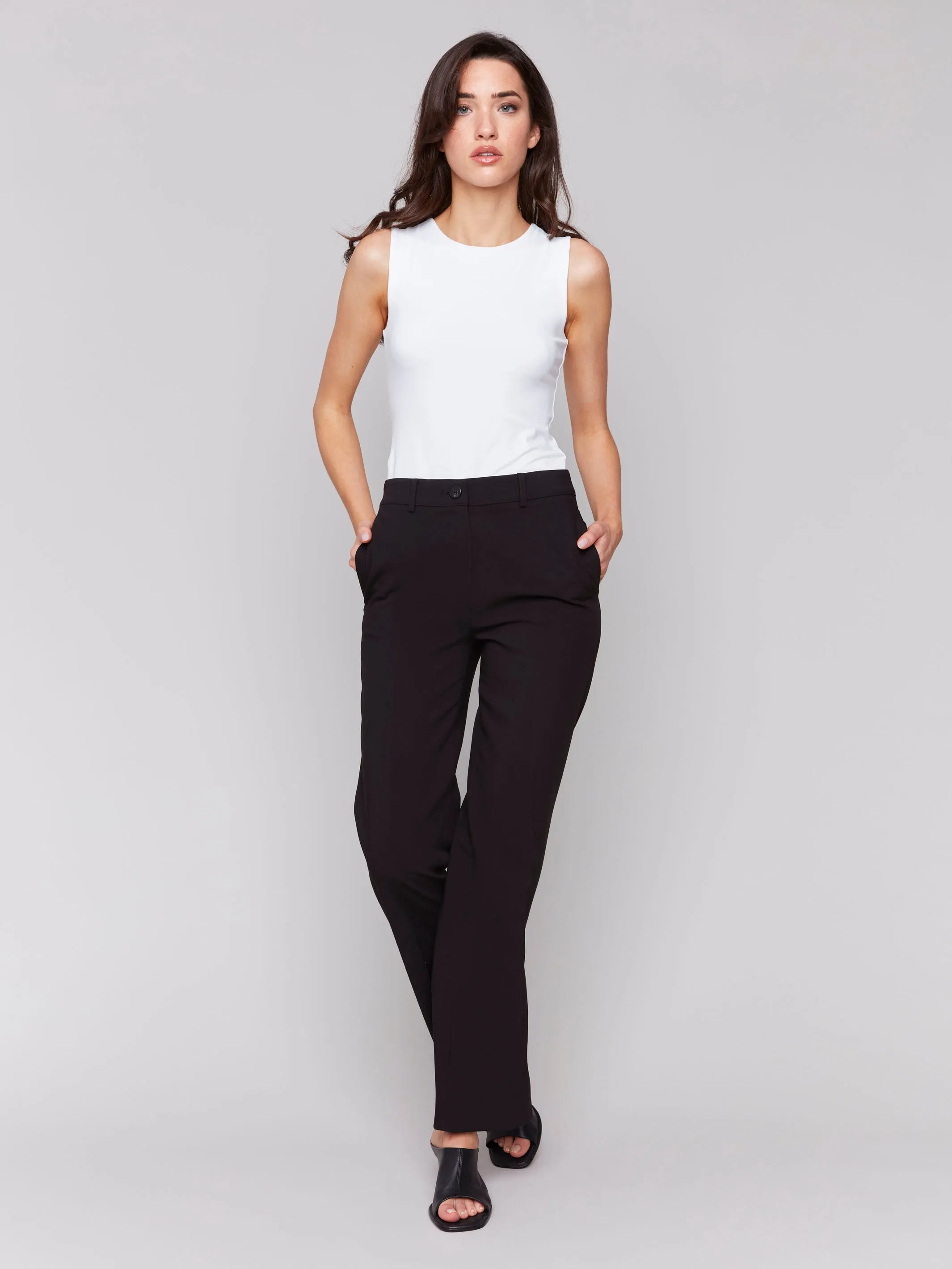 Straight Leg Pants - Black