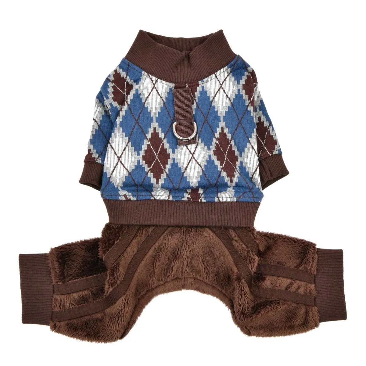 vance argyle mockneck jumper with harness - teal