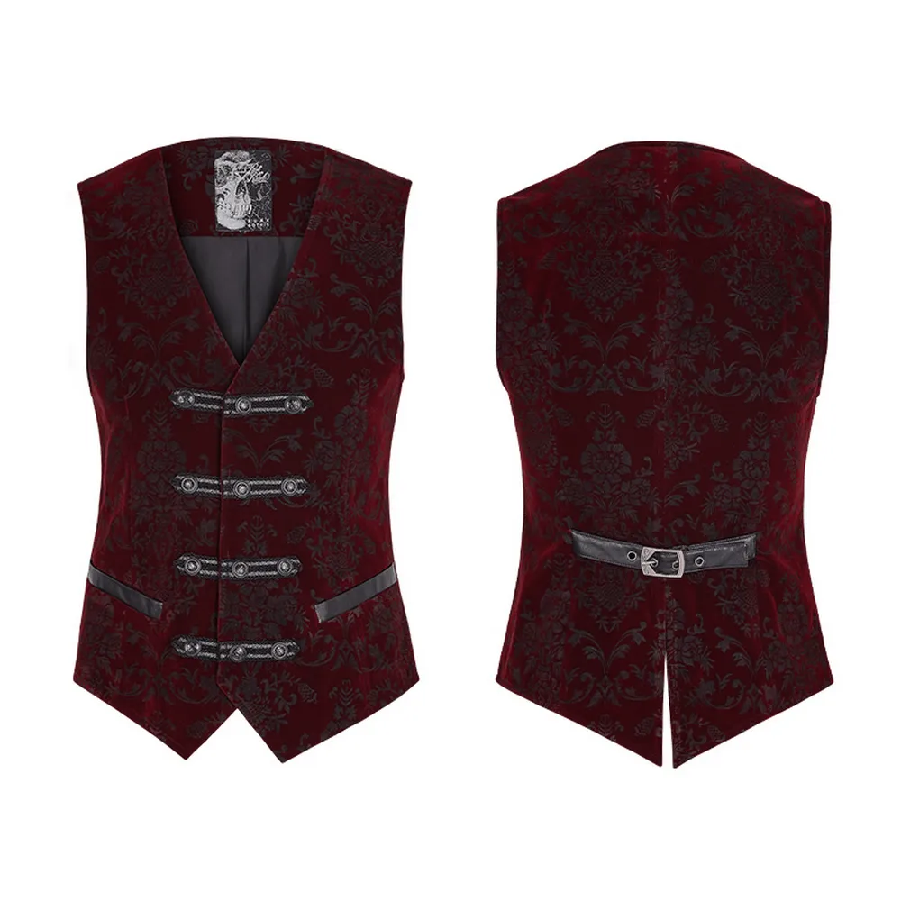 Victorian-Inspired Gothic Velveteen Printed Waistcoat