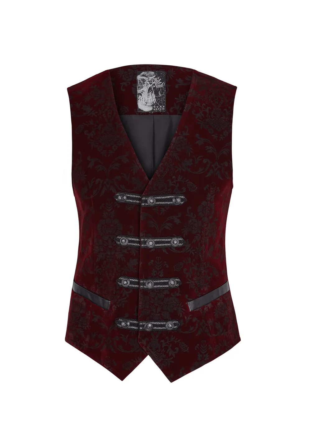 Victorian-Inspired Gothic Velveteen Printed Waistcoat