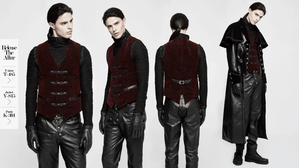 Victorian-Inspired Gothic Velveteen Printed Waistcoat