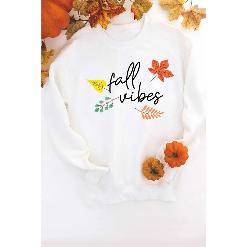 WKNDER "Fall Vibe" Plus-size Leaves Graphic Sweatshirt