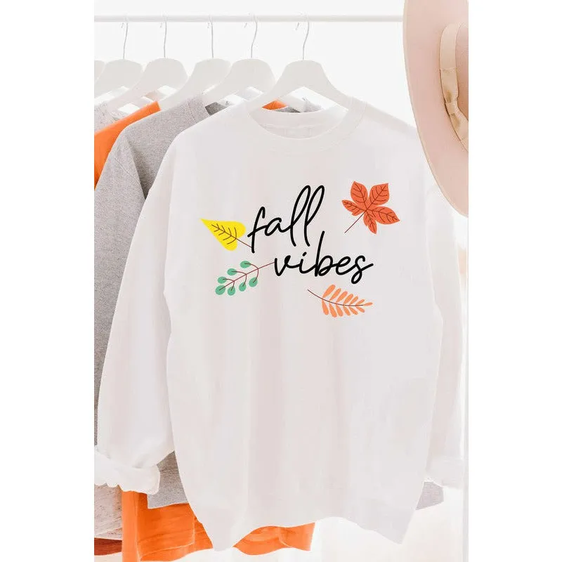 WKNDER "Fall Vibe" Plus-size Leaves Graphic Sweatshirt