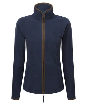 Womens artisan fleece jacket | Navy/Brown