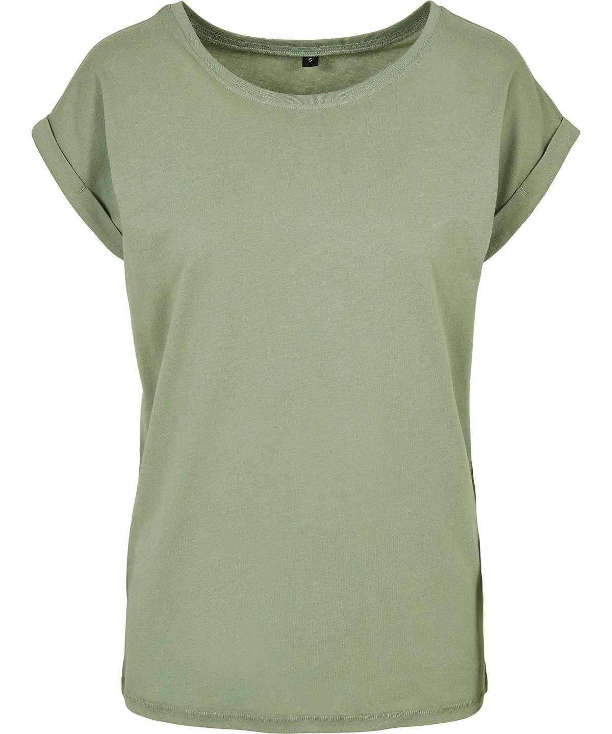 Womens extended shoulder tee | Soft Salvia