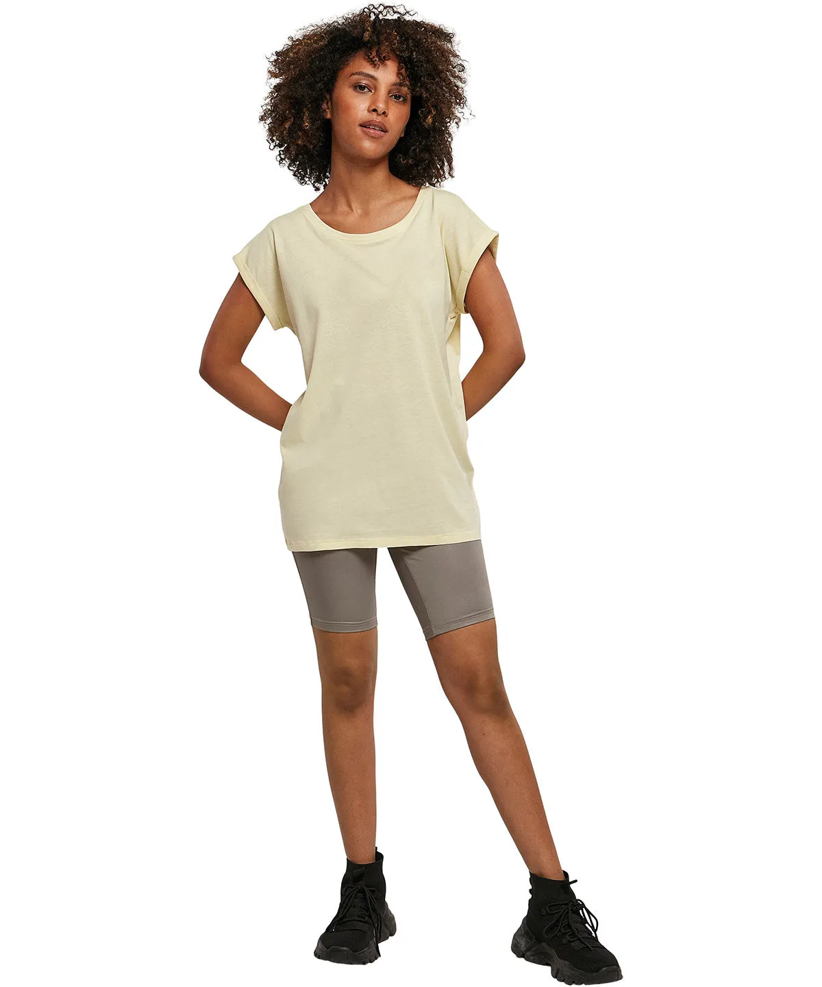 Womens extended shoulder tee | Soft Salvia