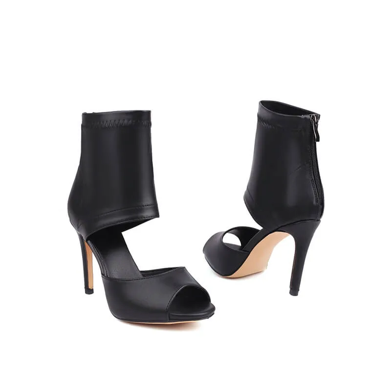 Women's  Leather High Heel Ankle Boots