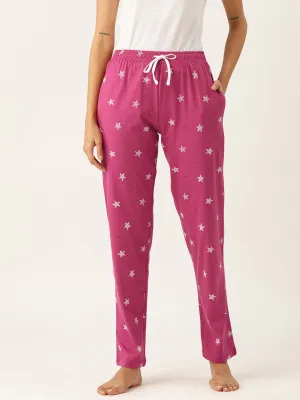 Women's Printed Cotton Pink Lounge Pants | LDLW-2322-1 |